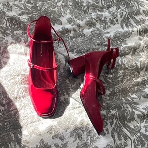 Red Mary Jane Block Heels